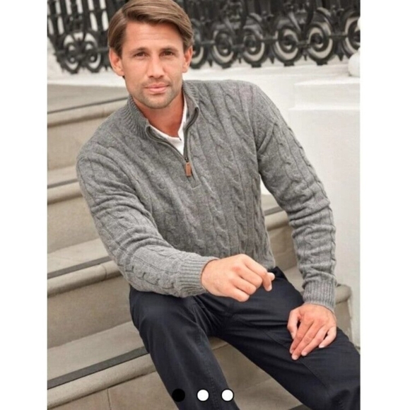 FORTE CASHMERE Men's Sweater Zip Henley chocolate color Size XL - Picture 3 of 12